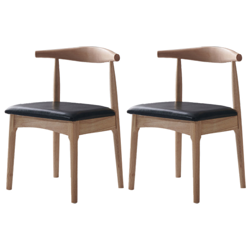 Silla lateral interior escandinava Silla de comedor tapizada con respaldo abierto de madera