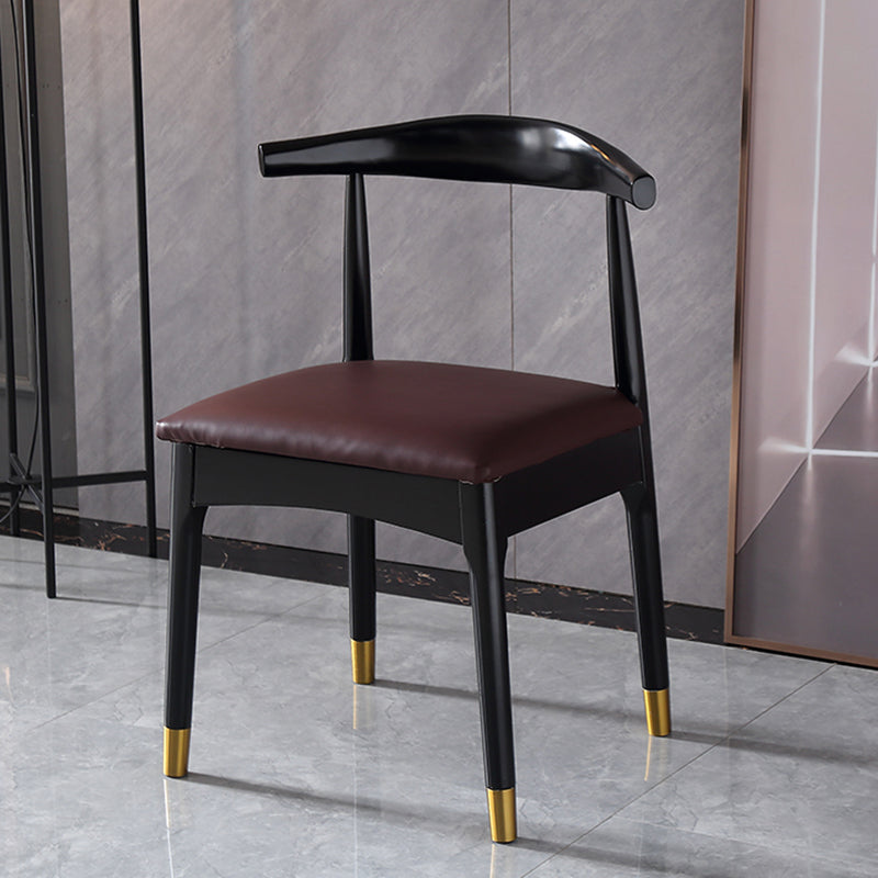 Silla lateral interior escandinava Silla de comedor tapizada con respaldo abierto de madera
