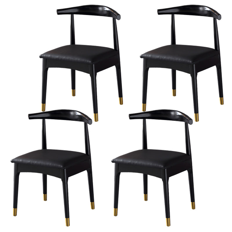Silla lateral interior escandinava Silla de comedor tapizada con respaldo abierto de madera