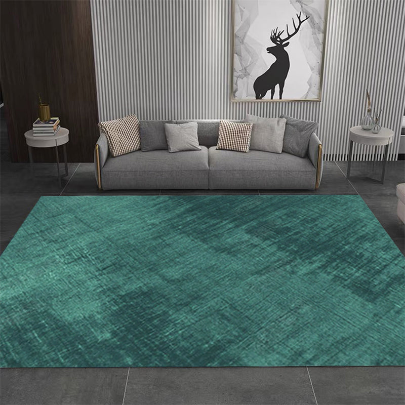 Dark Green Rug Polyester Solid Color Rug Washable Indoor Rug for Living Room