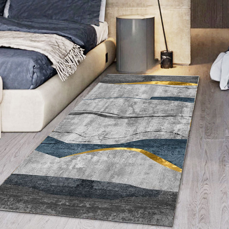 Blauwe woonkamer vloerkleed geometrisch patroon polyester gebied tapijt vlek resistent tapijt