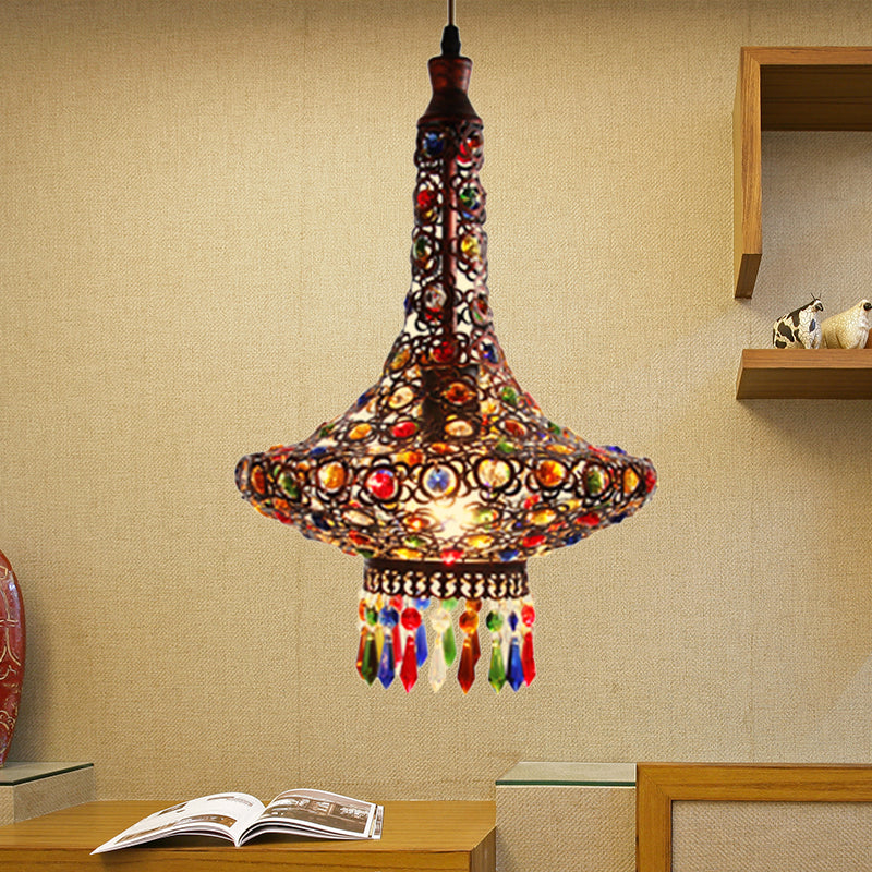 Teardrop Metal Hanging Pendant Bohemian 1 Head Kitchen Suspension Lamp in Copper