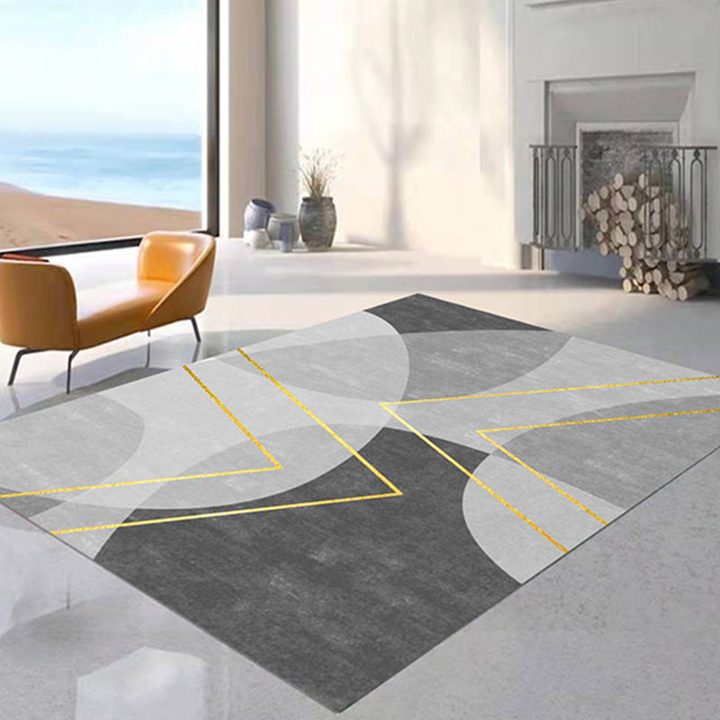 Red Modern Area Rug Polyester Ring Rug Non-Slip Backing Rug for Living Room