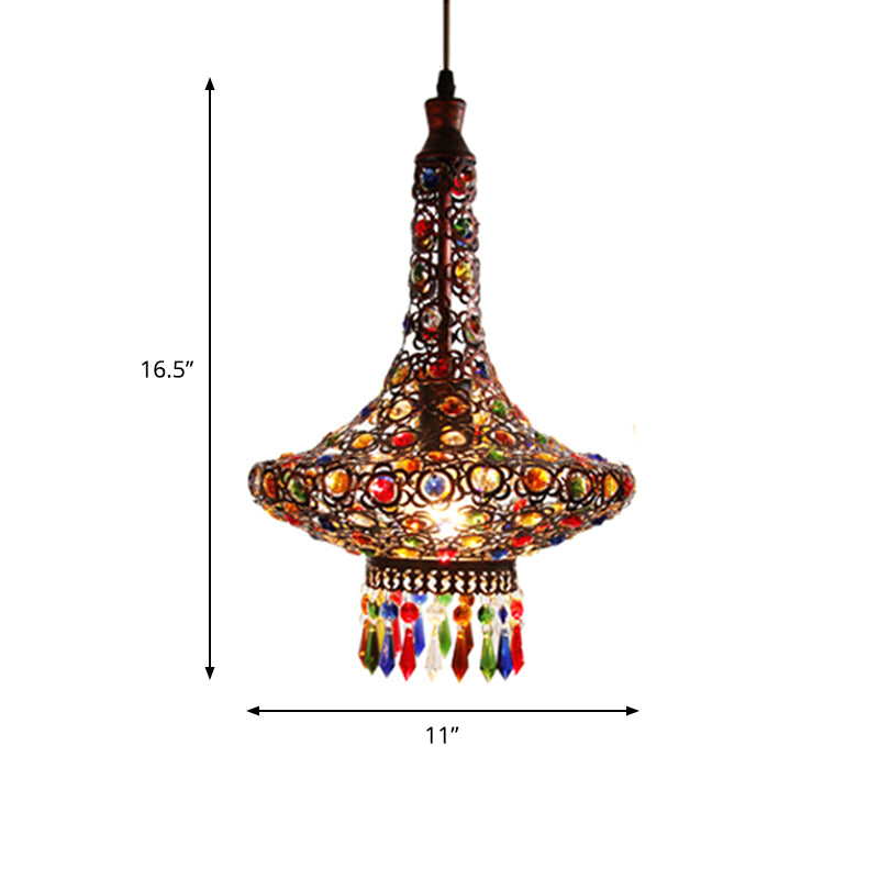 Teardrop Metal Hanging Pendant Bohemian 1 Head Kitchen Suspension Lamp in Copper