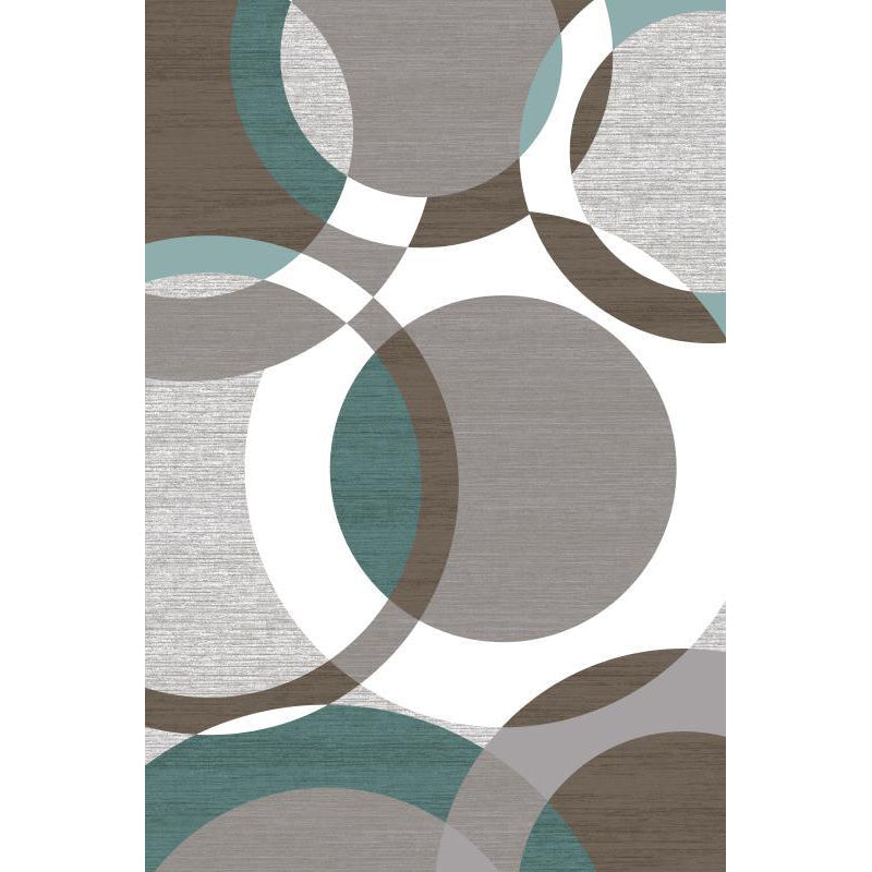 Red Modern Area Rug Polyester Ring Rug Non-Slip Backing Rug for Living Room