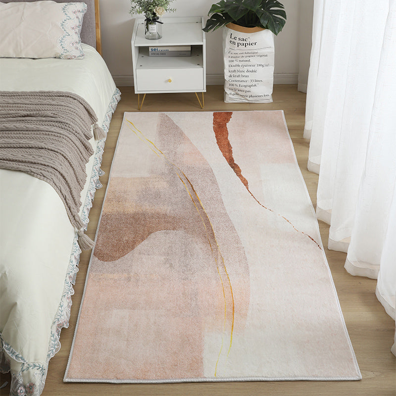 Modern Bedroom Area Rug Geometric Pattern Polyester Area Carpet Non-Slip Backing Area Rug