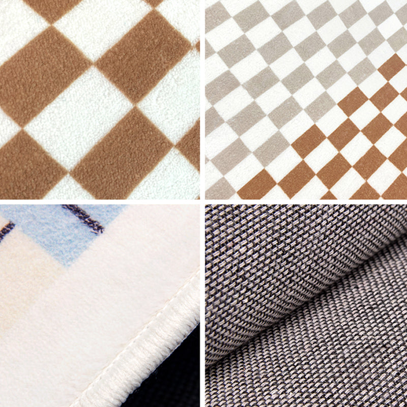Brown Modern Carpet Polyester Geometric Pattern Area Rug Stain Resistant Rug for Drawing Room