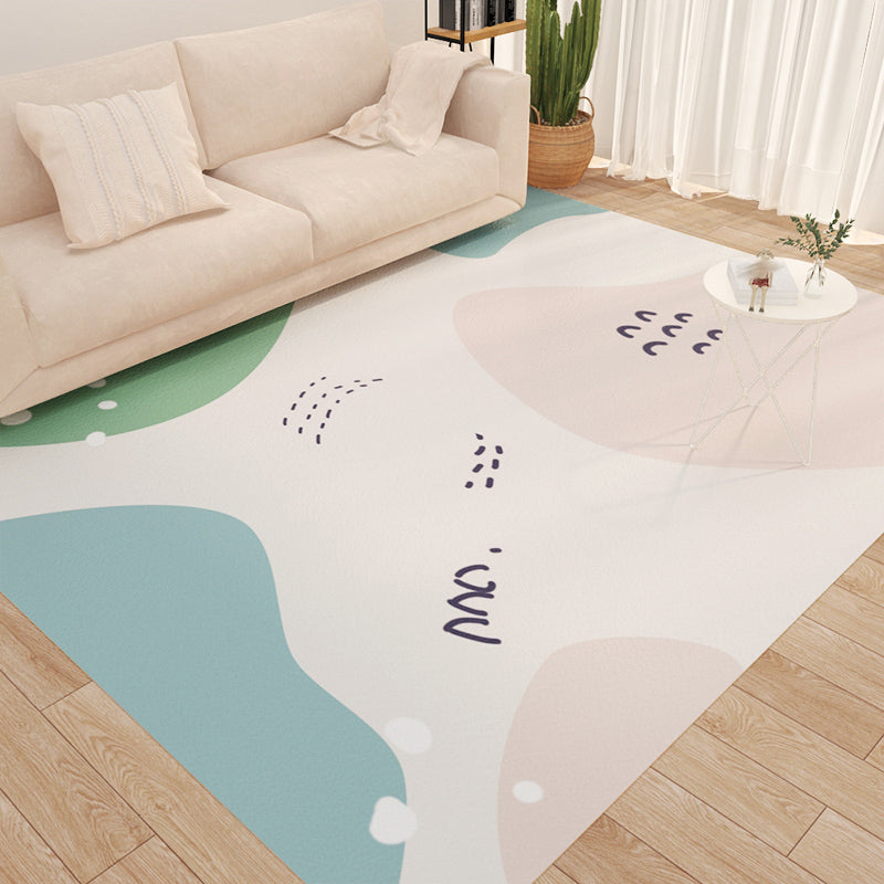 Light Pink Flower Indoor Rug PVC Nordic Rug Washable Rug for Living Room