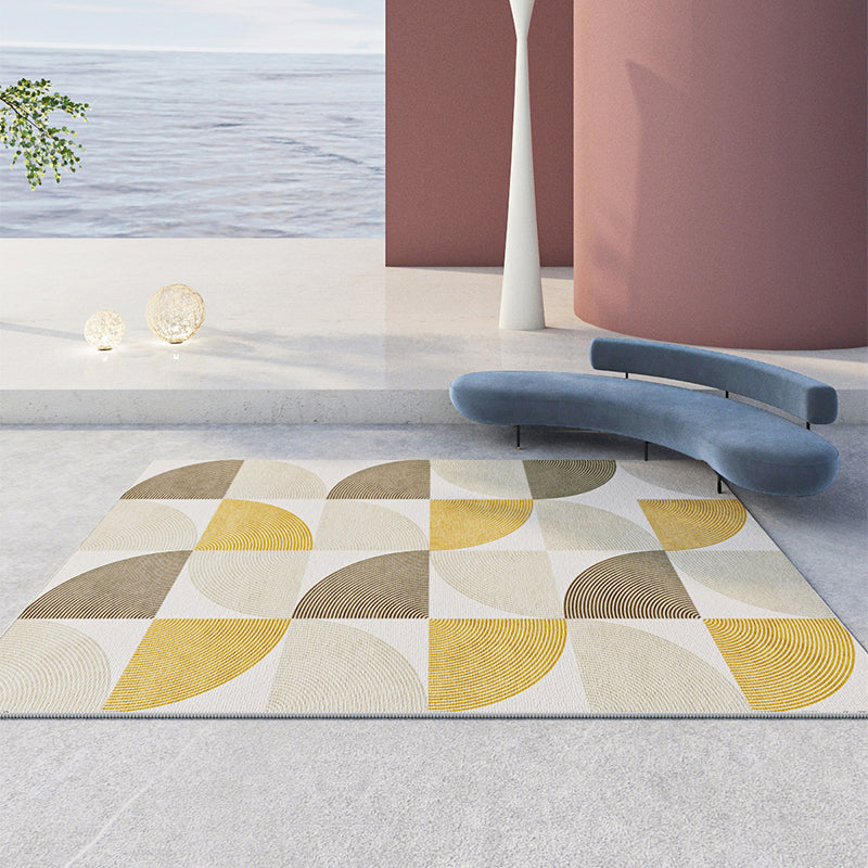 Contemporary Geometry Printed Rug Polyester Indoor Carpet Non-Slip Backing Carpet for Living Room