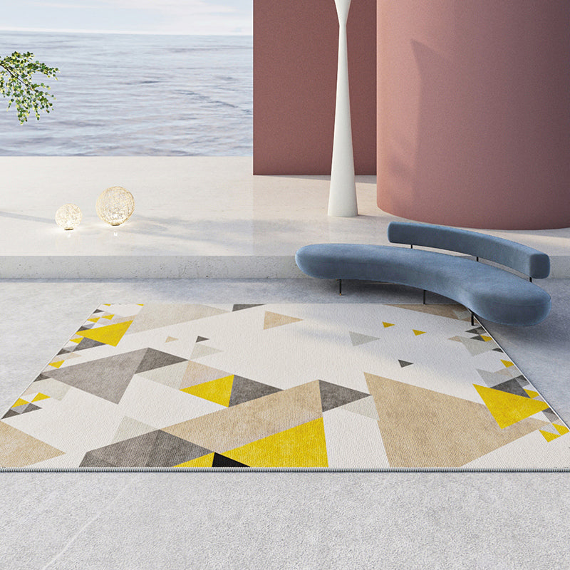 Contemporary Geometry Printed Rug Polyester Indoor Carpet Non-Slip Backing Carpet for Living Room