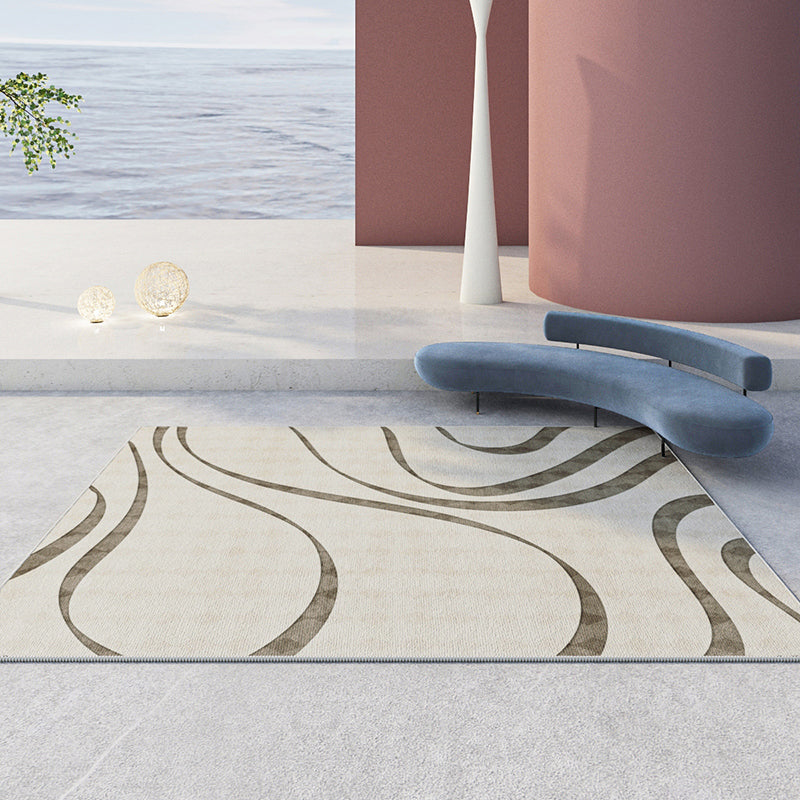 Contemporary Geometry Printed Rug Polyester Indoor Carpet Non-Slip Backing Carpet for Living Room