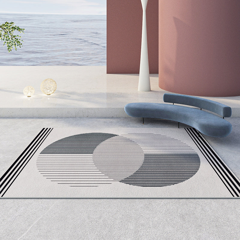 Contemporary Geometry Printed Rug Polyester Indoor Carpet Non-Slip Backing Carpet for Living Room