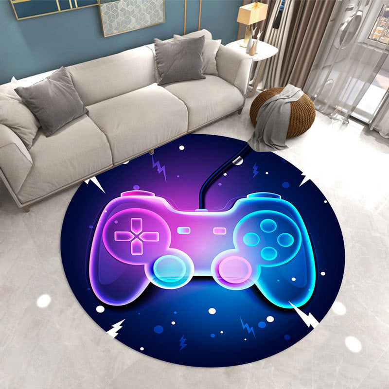 Fancy Modern Rug Gamepad Pattern Polyester Area Rug Stain Resistant Rug for Home Decor