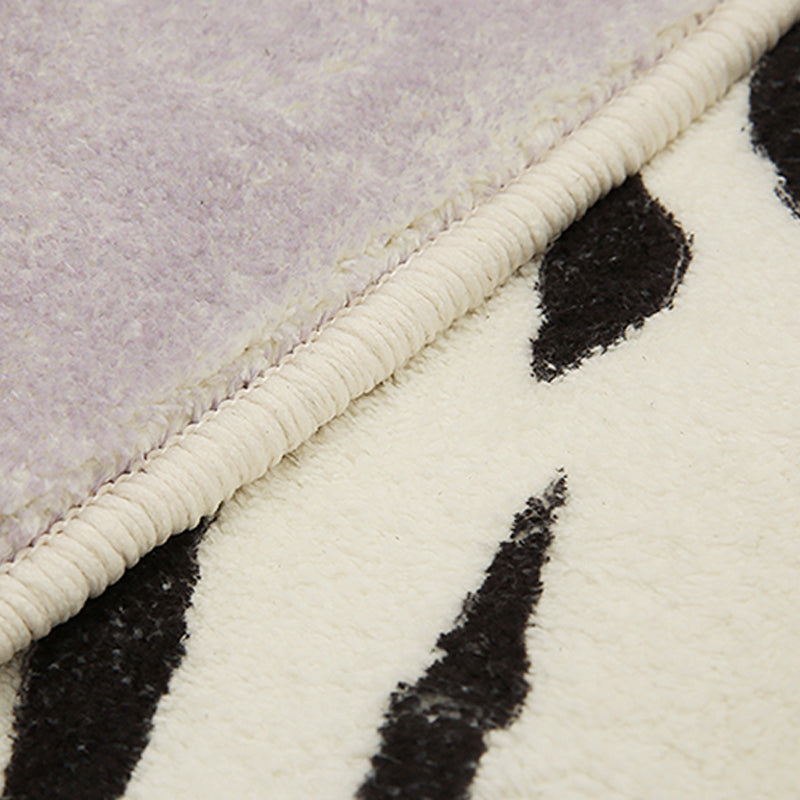 Creative Novelty Shape Carpet Modern Zebra Print Carpet Washable Polyester Rug with Non-Slip Backing