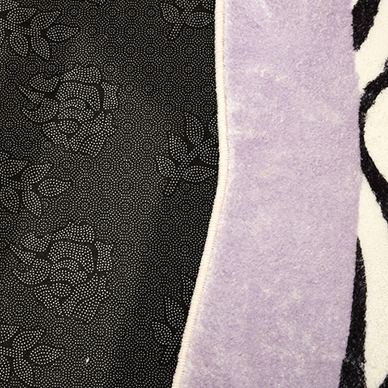 Creative Novelty Shape Carpet Modern Zebra Print Carpet Washable Polyester Rug with Non-Slip Backing