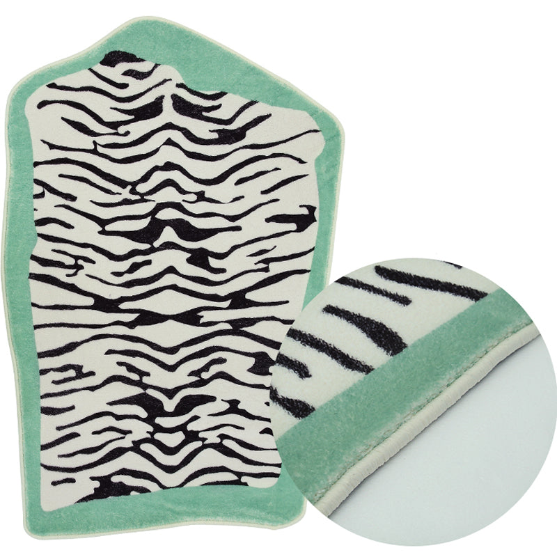 Creative Novelty Shape Carpet Modern Zebra Print Carpet Washable Polyester Rug with Non-Slip Backing