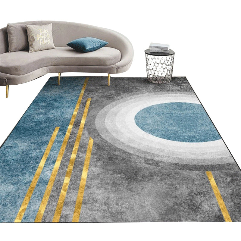 Colorful Modern Area Rug Color-Blocked Polyester Area Carpet Stain Resistant Rug for Home Decor