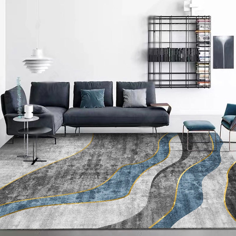 Stilvoller moderner Teppichfarbe Block Polyester Fläche Teppich Flecken widerstandsfähiger Teppich für Wohnkultur
