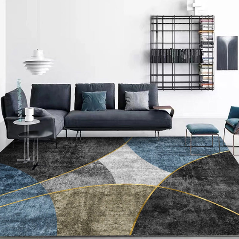 Stilvoller moderner Teppichfarbe Block Polyester Fläche Teppich Flecken widerstandsfähiger Teppich für Wohnkultur