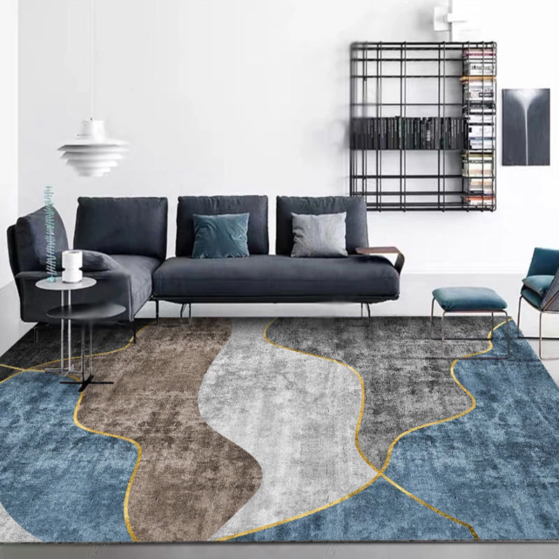 Stilvoller moderner Teppichfarbe Block Polyester Fläche Teppich Flecken widerstandsfähiger Teppich für Wohnkultur