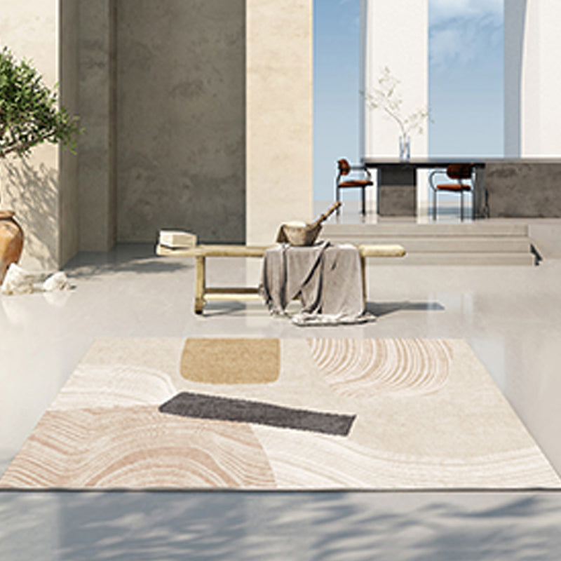 Simplicity Washable Rug Stylish Contrast Panel Rug Polyester Stain Resistant Carpet for Home Decor