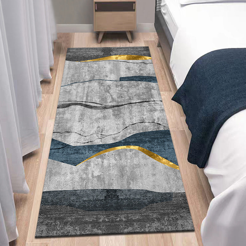 Gold Modern Rug Blending Abstract Print Rug Non-Slip Backing Rug for Living Room