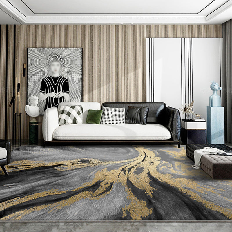 Reclaimed Splash Ink Carpet Polyester Indoor Carpet Stain Resistant Area Rug for Living Room