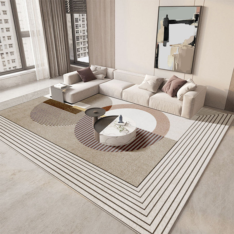 Minimalist Carpet Khaki Tone Rug Polyester Stain Resistant Area Rug for Living Room