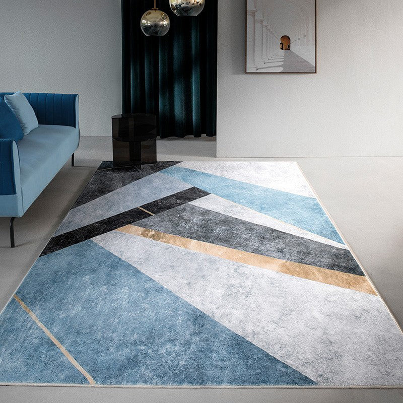 Grey Modern Area Rug Geometric Pattern Polyester Area Carpet Stain Resistant Rug for Drawing Room