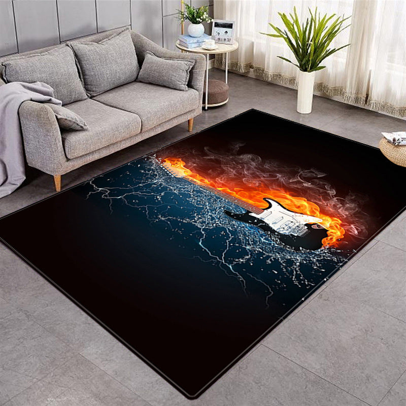 Black Modern Rug Polyester 3D Pumpkin Pattern Rug Washable Rug for Living Room