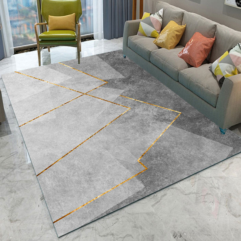 Fancy Geometric Pattern Rug Modern Polyester Area Rug Anti-Slip Easy Care Rug for Drawing Room