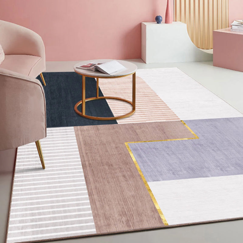 Fancy Geometric Pattern Rug Modern Polyester Area Rug Anti-Slip Easy Care Rug for Drawing Room