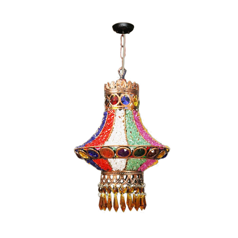 1 Light Pendant Lighting Fixture Art Deco Restaurant Suspension Light with Cone/Teardrop Metal in White/Red