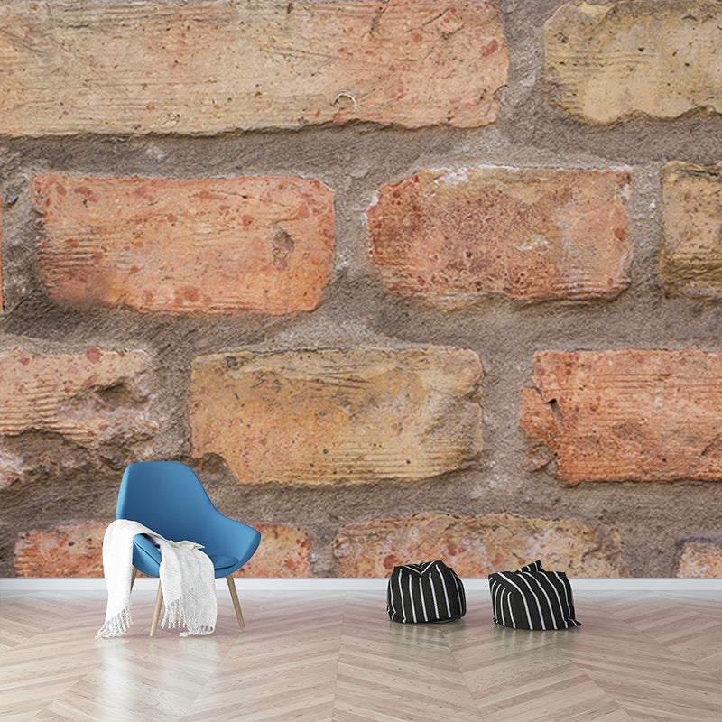 Vintage Style Brick Wall Mural Wallpaper Moisture Resistant for Sleeping Room