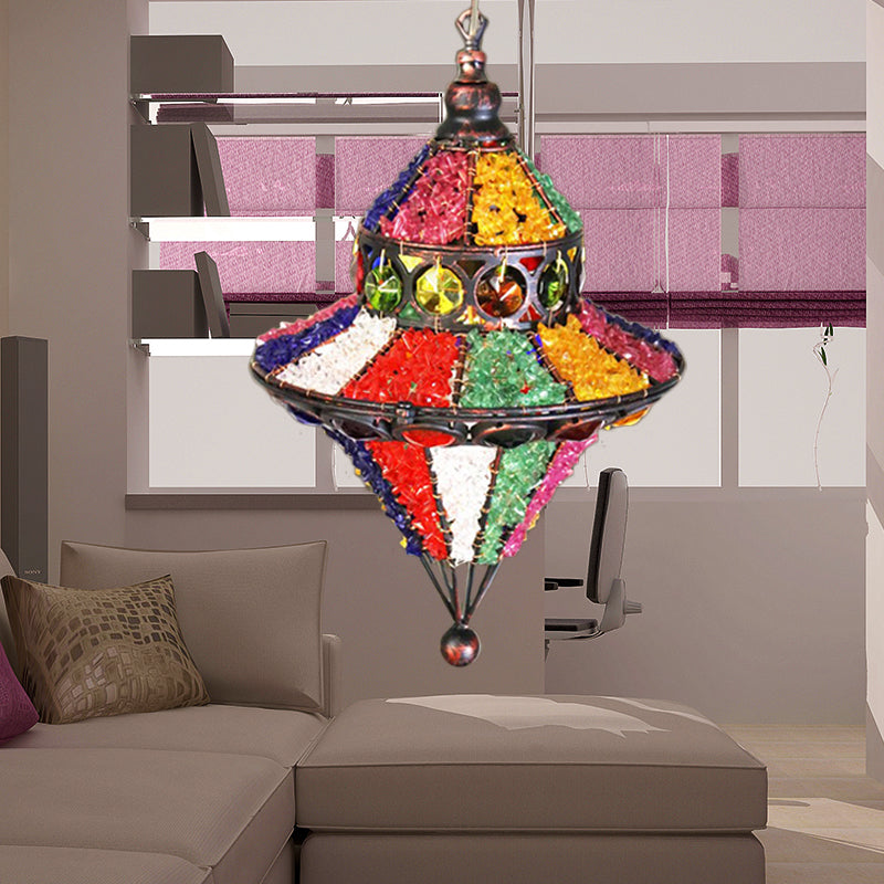 1 Luz de iluminación colgante de luz Art Deco Restaurant Light con cono/lágrima de metal en blanco/rojo