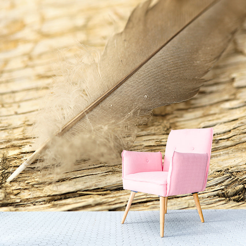 Simple Feather Wall Murals Contemporary Wall Art for Bedroom, Moisture Resistant