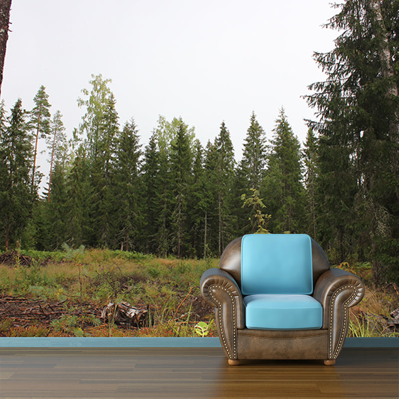 Modern Style Forest Mural Full Size Wall Art for Sleeping Room, Water Resistant