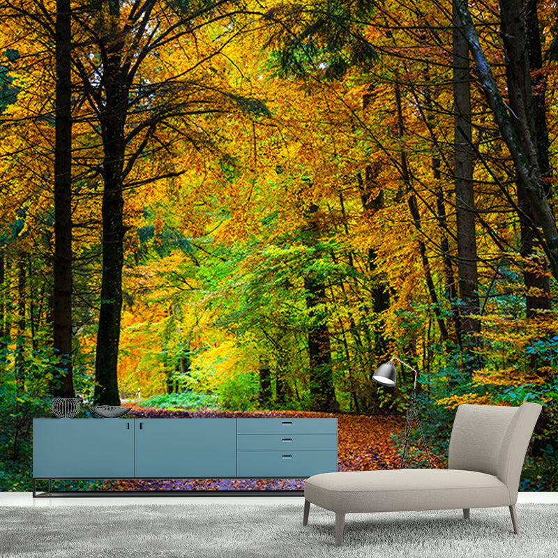 Simple Green Forest Mural Custom-Printed Minimalist Wall Art for Office Room