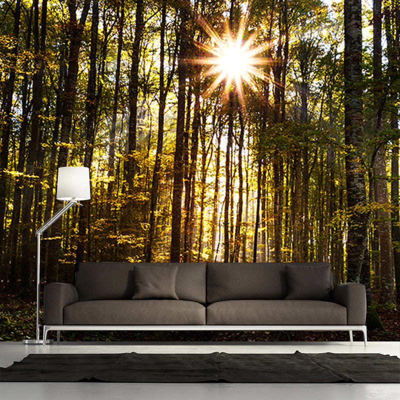 Simple Green Forest Mural Custom-Printed Minimalist Wall Art for Office Room