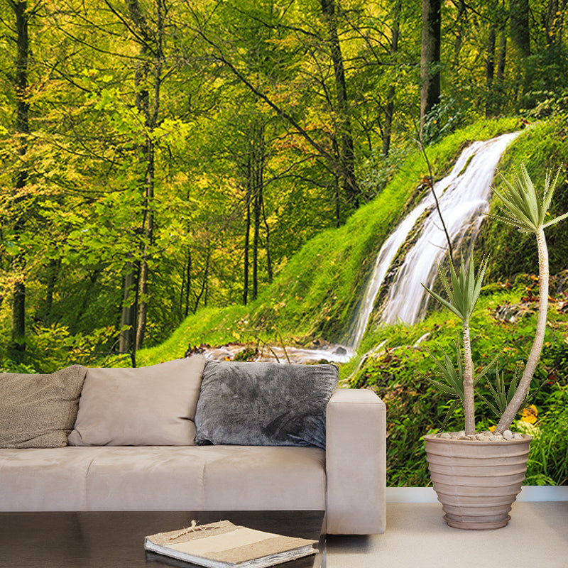 Simple Green Forest Mural Custom-Printed Minimalist Wall Art for Office Room