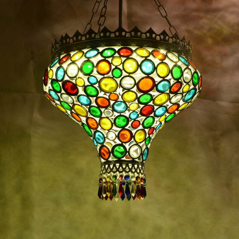 Bohemian Onion Hanging Light Fixture 1 Light Metal Drop Pendant in White for Restaurant