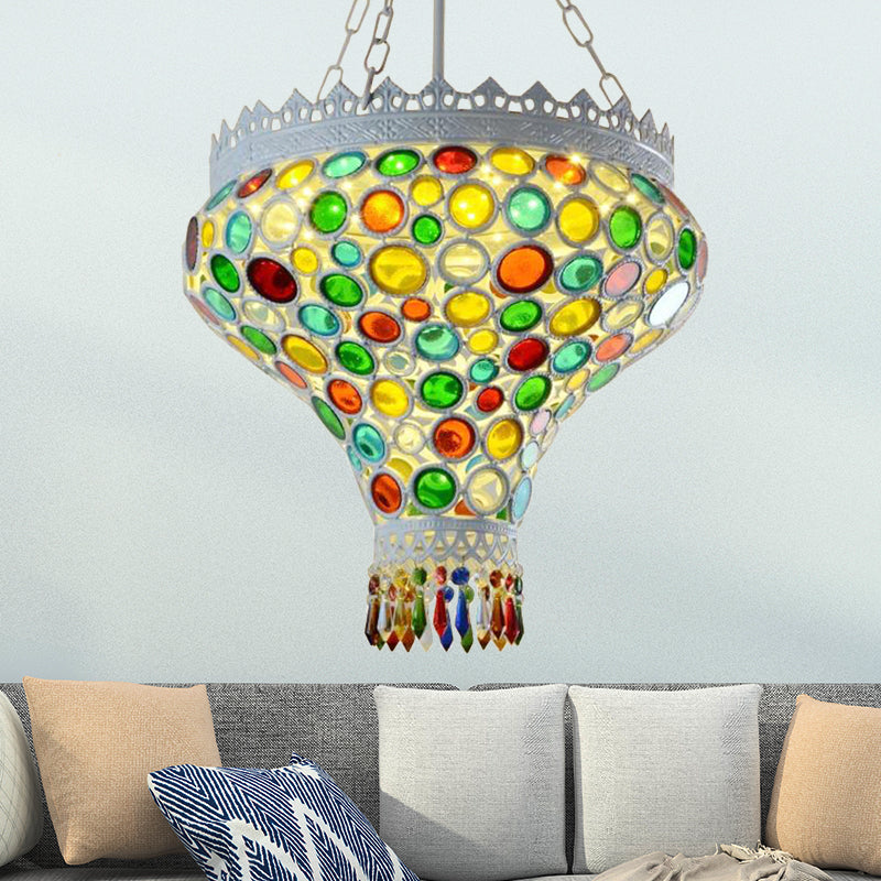 Bohemian Onion Hanging Light Fixture 1 Light Metal Drop Pendant in White for Restaurant