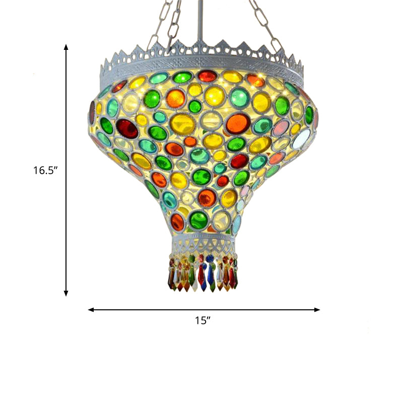 Bohemian Onion Hanging Light Fixture 1 Light Metal Drop Pendant in White for Restaurant