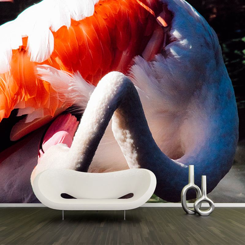 Beautiful Flamingo Mural Wallpaper Moisture-Resistant Wall Covering for Bedroom