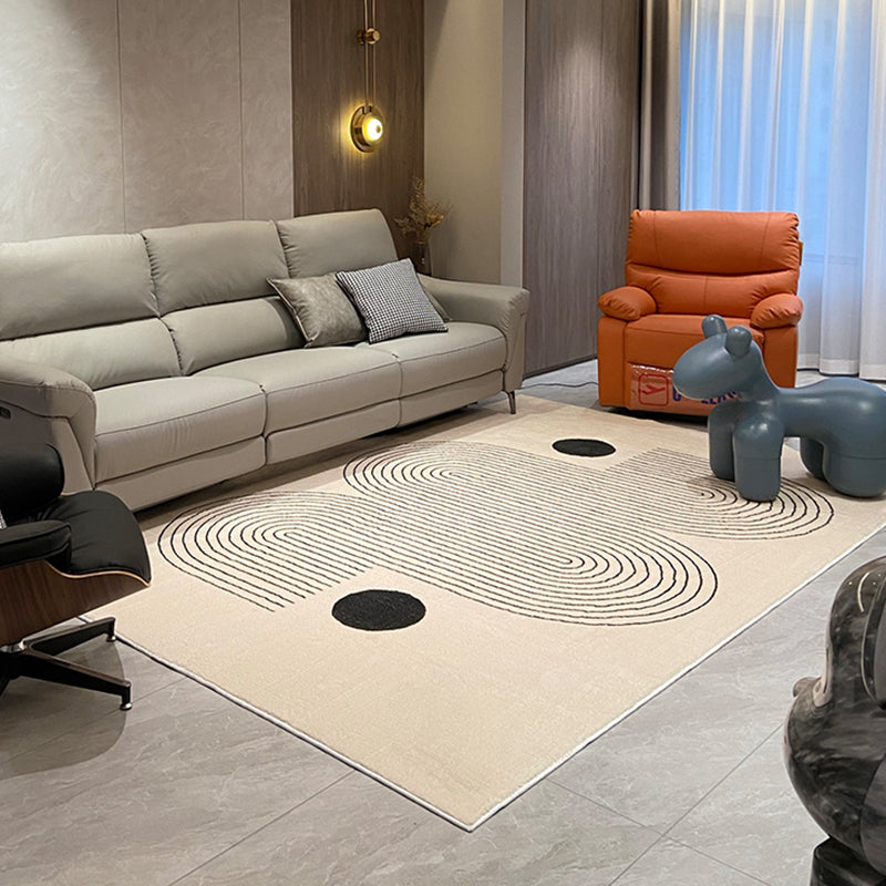 White Stripe Print Carpet Modern Polyester Area Rug Non-Slip Backing Rug for Home Decor