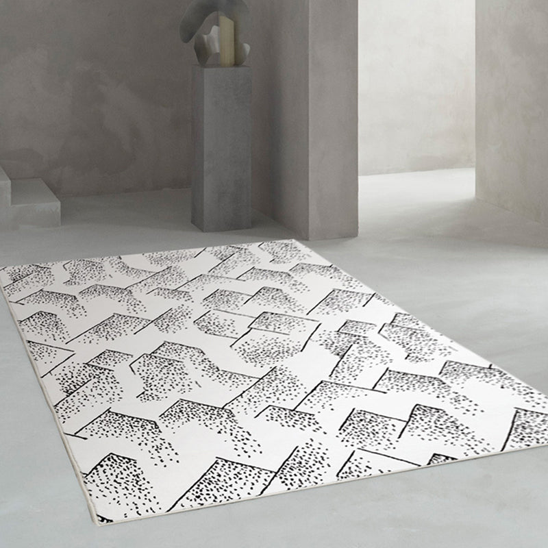 White Stripe Print Carpet Modern Polyester Area Rug Non-Slip Backing Rug for Home Decor