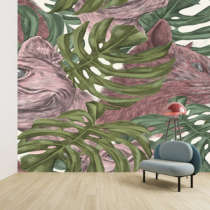 Botanical Illustration Mural Wallpaper Moisture-Resistant Wall Covering for Bedroom