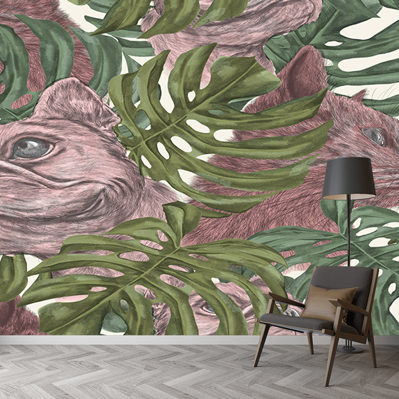 Botanical Illustration Mural Wallpaper Moisture-Resistant Wall Covering for Bedroom