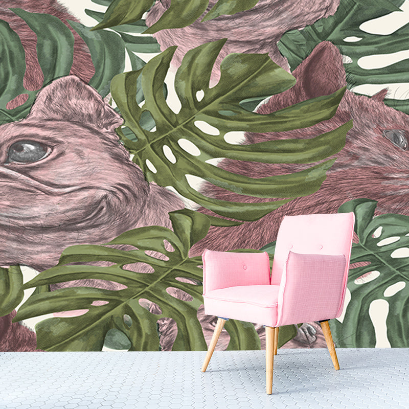 Botanical Illustration Mural Wallpaper Moisture-Resistant Wall Covering for Bedroom