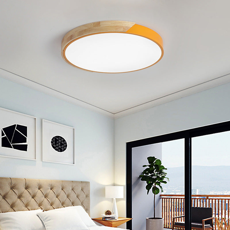 Round Shape Ceiling Lamp Modern Macaroon Iron 1 Light Flush Mount for Bedroom Study